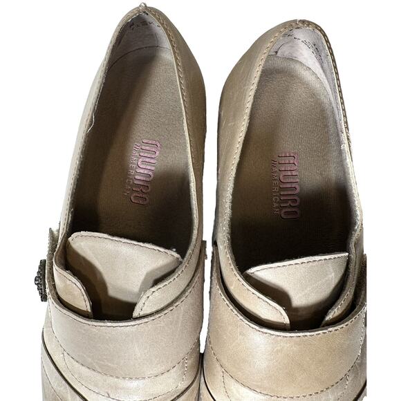 MUNRO Ladies 8N "Tour" Stone Leather Comfort Hook & Loop Enclosure Shoes in Box - Picture 4 of 7